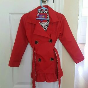 Pink Platinum red leopard hooded rain coat size 4